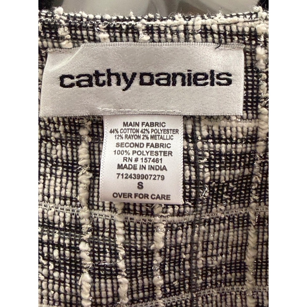 Black White S Plaid Tweed Lady Jacket Preppy Zip Front French Inspired. - Picture 7 of 9